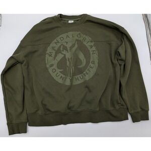 Disney The Mandalorian Bounty Hunter Graphic Sweatshirt Olive Green XL‎